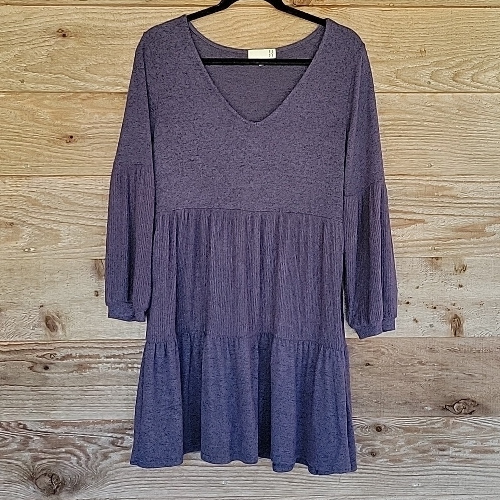 RO & DE Size XSmall Petite Blue Vneck Tiered Dress